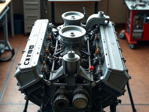 Ein demontierter Oldtimer-Motorblock, der für die Analyse vorbereitet wird.